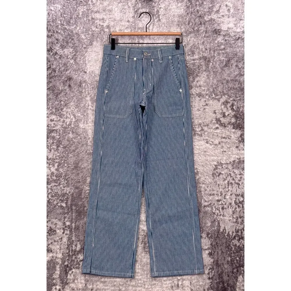 AYR Jeans 26 Womens The Studio Straight Leg Hickory Striped Japanese Denim - Picture 1 of 7